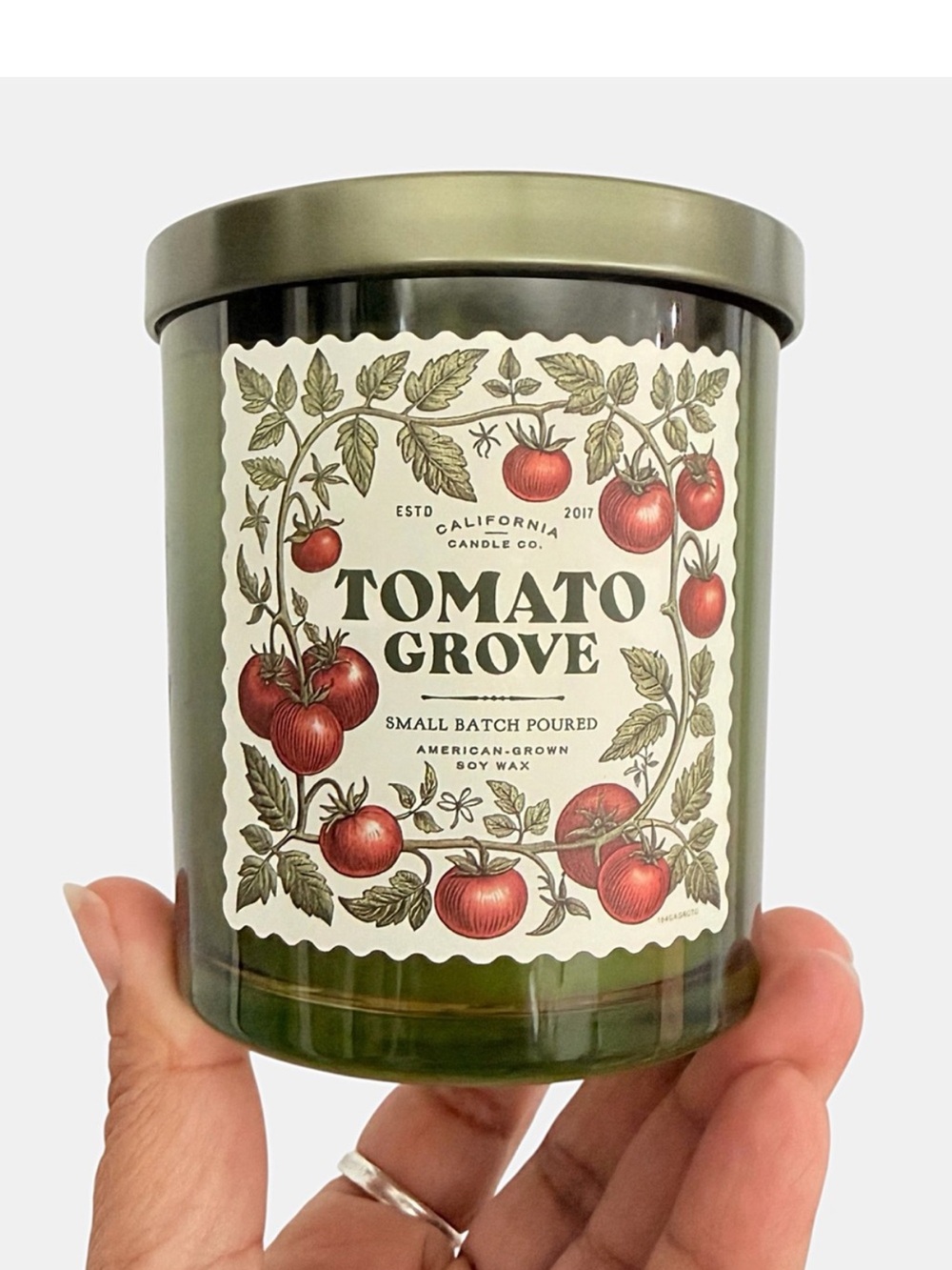 Leoben Company Tomato Grove Scented Candle - Green Glass Jar